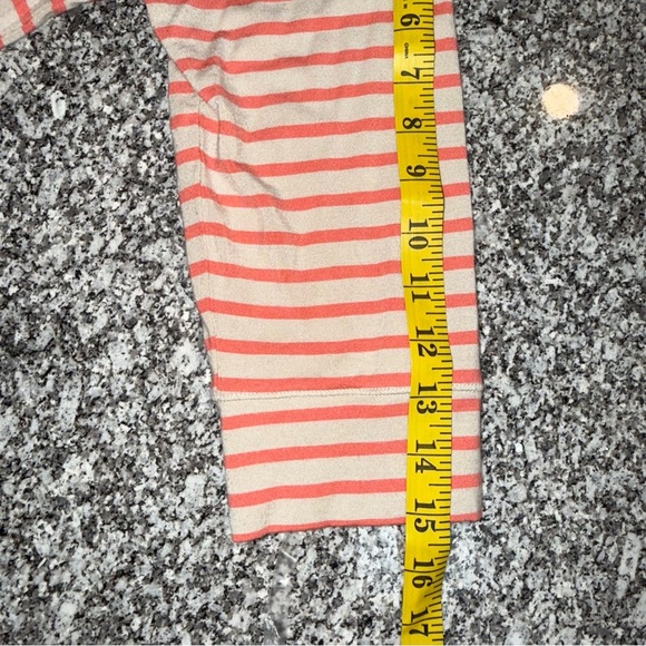 Banana Republic coral tan striped shirt top Boxy Long Sleeve Tee soft XL - Picture 9 of 13